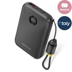 Vention Power Bank 20000mAh (USB-C + USB-C/USB-C/USB-A) with Built-in USB-C to USB-C Cable 22.5W - Black